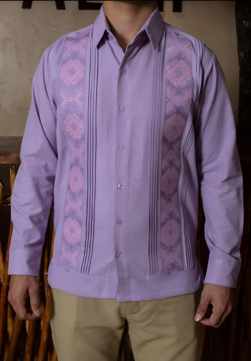 Guayabera “Lavanda Maya”